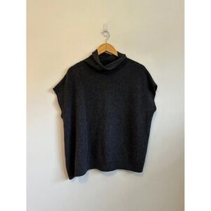 Anthropologie 100% Cashmere Turtleneck Vest in Charcoal Gray | Size XS